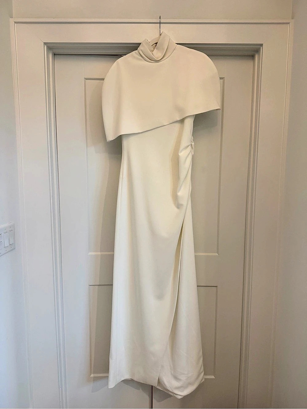 Brandon Maxwell Cape-effect Crepe Gown White Evening Dress Size 12